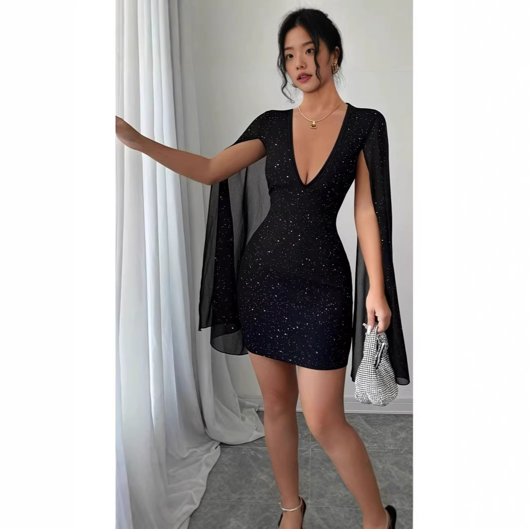 Women Formal Party Wear Dress - V-Ausschnitt Bodycon Midikleid Elegante Formelle Bürokleidung