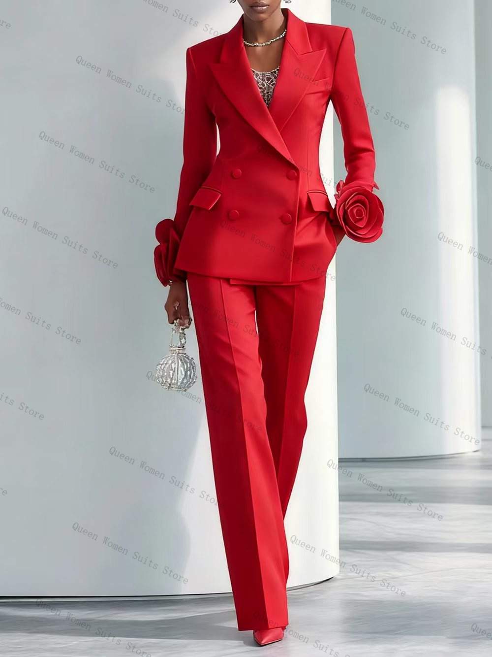 Women'S Formal Wear Wedding Guest - Luxuriöses rotes Damen-Anzug-Set, 2-teilig, Blazer +