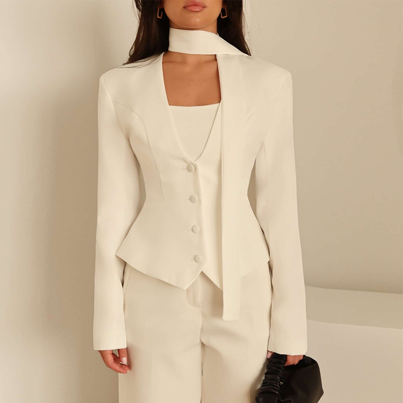 Women'S Formal Wear Wedding Guest - Herbst-Damenanzug, 1-teilig, kurzer Blazer mit Schal,
