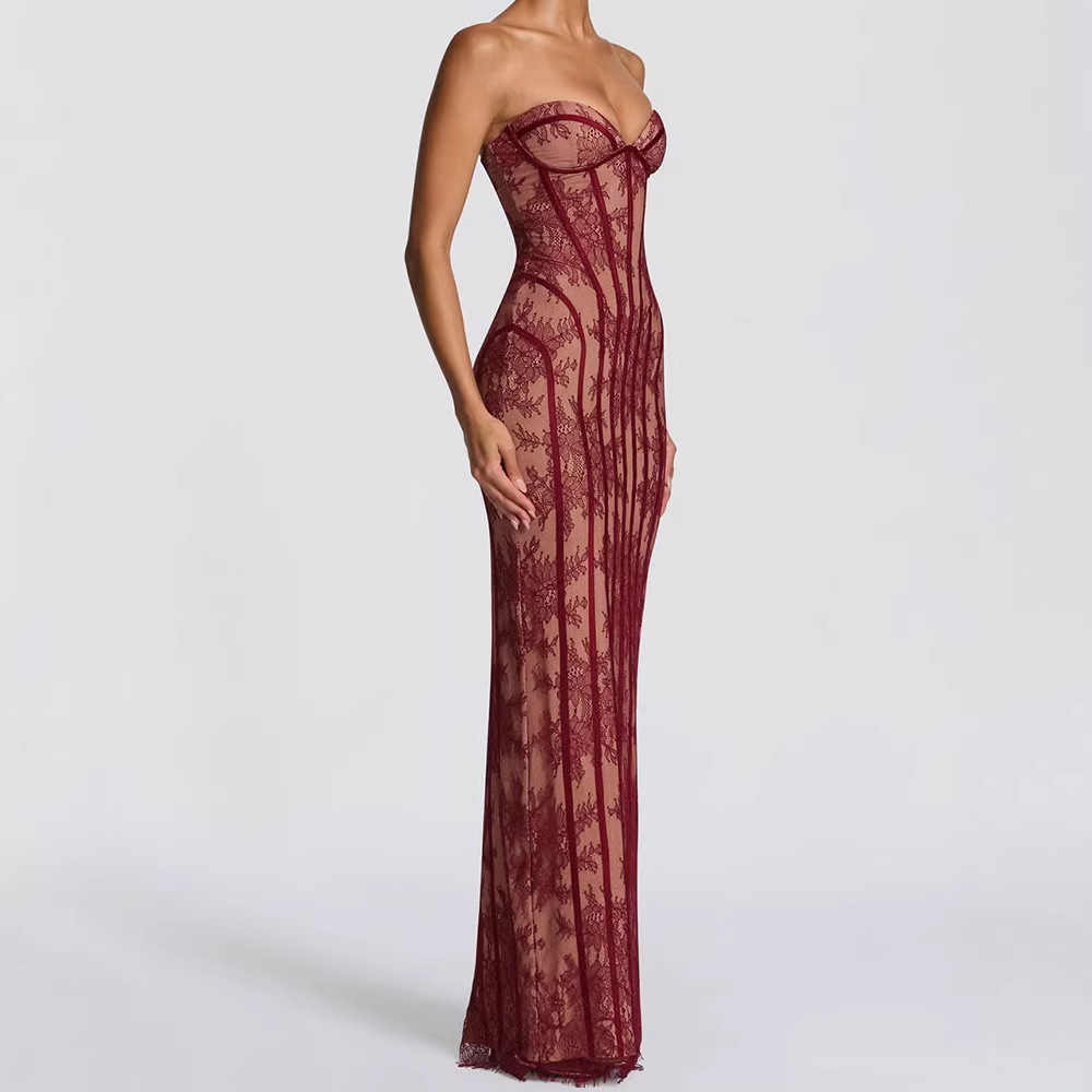 Women Formal Party Wear Dress - Trägerloses Bodycon Maxikleid für Damen 2026