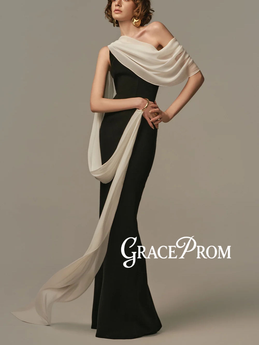 Elegantes zweifarbiges Abendkl – Formal Gala Wear Women Bewertung und Preis