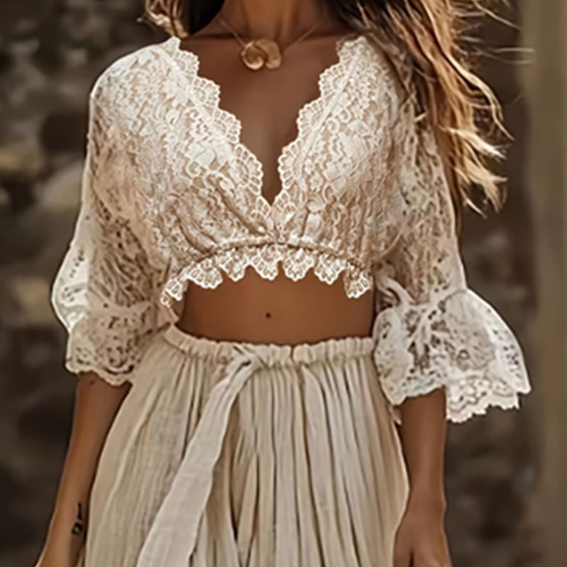 Damen Boho-Spitzen-Zweiteiler: – Women'S Formal Wear Suits Bewertung und Preis