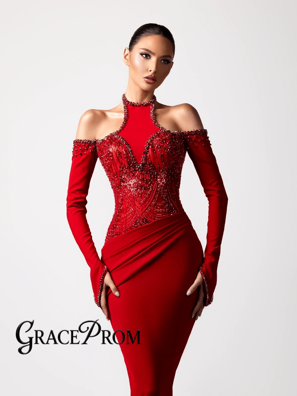 Rotes, sexy Neckholder-Abendkl – Formal Gala Wear Women Bewertung und Preis