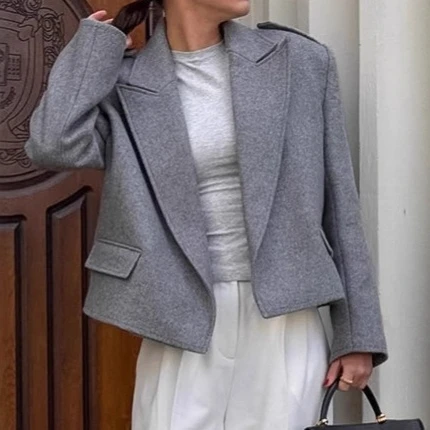 Damen-Anzugjacke mit Tweed-Sch – Women Formal Wear Stitching Bewertung und Preis