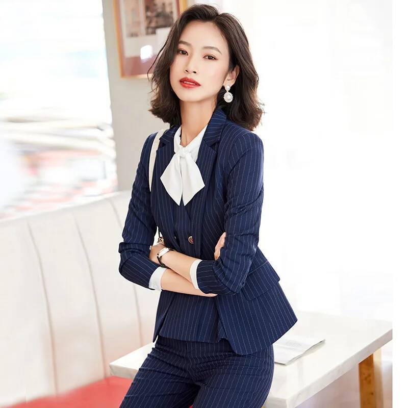 Mode Gestreifte Formale Anzüge – Women'S Formal Wear Pantsuits Bewertung und Preis