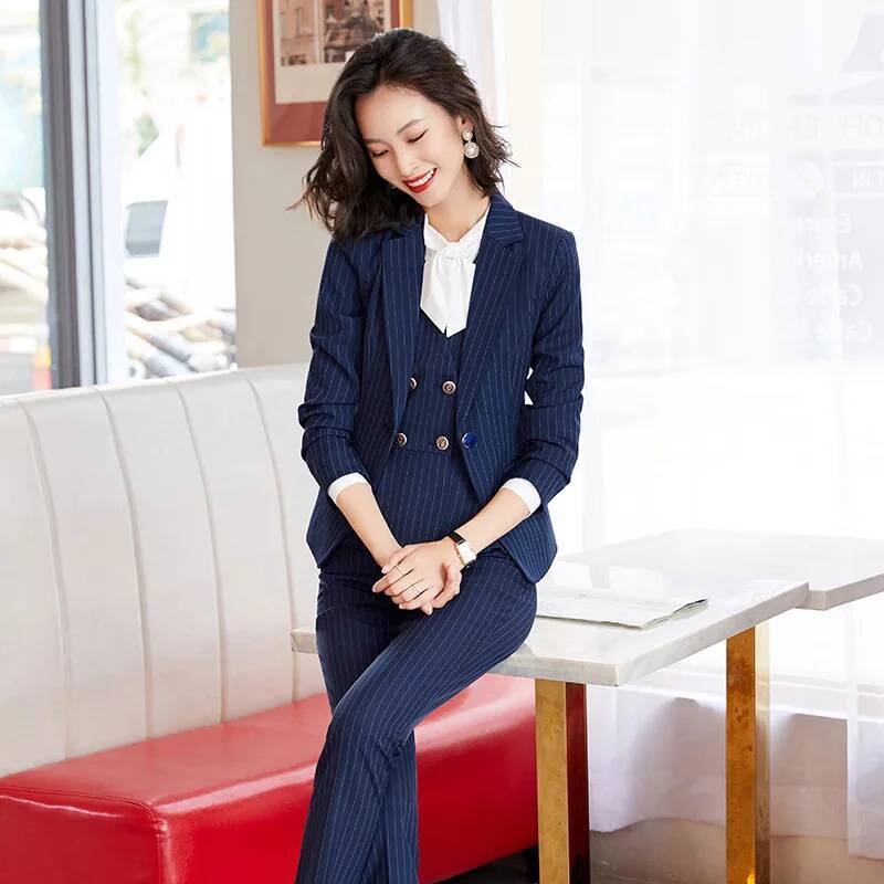 Mode Gestreifte Formale Anzüge – Women'S Formal Wear Pantsuits Bewertung und Preis